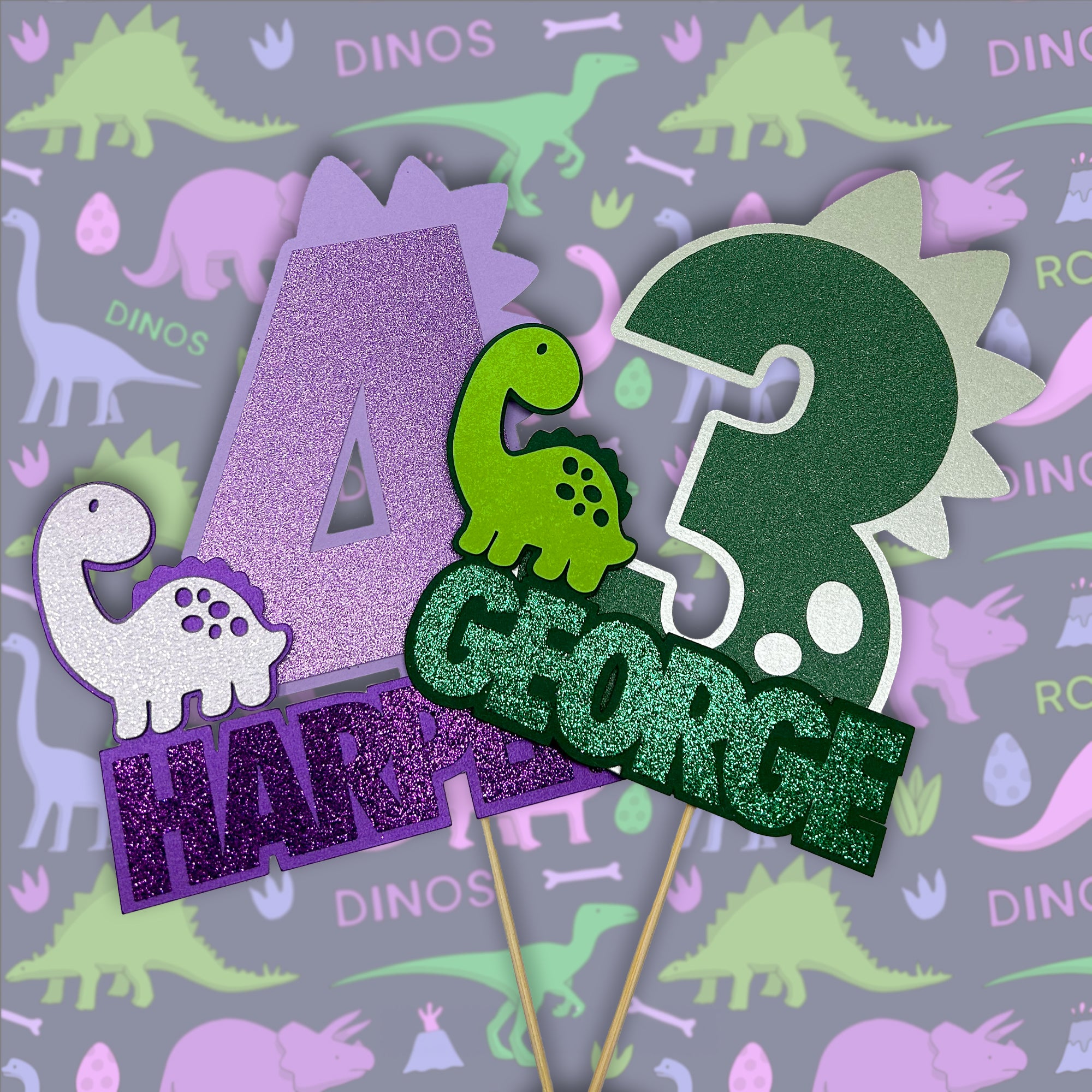 Personalised Dino Name and Number - Non Edible Topper