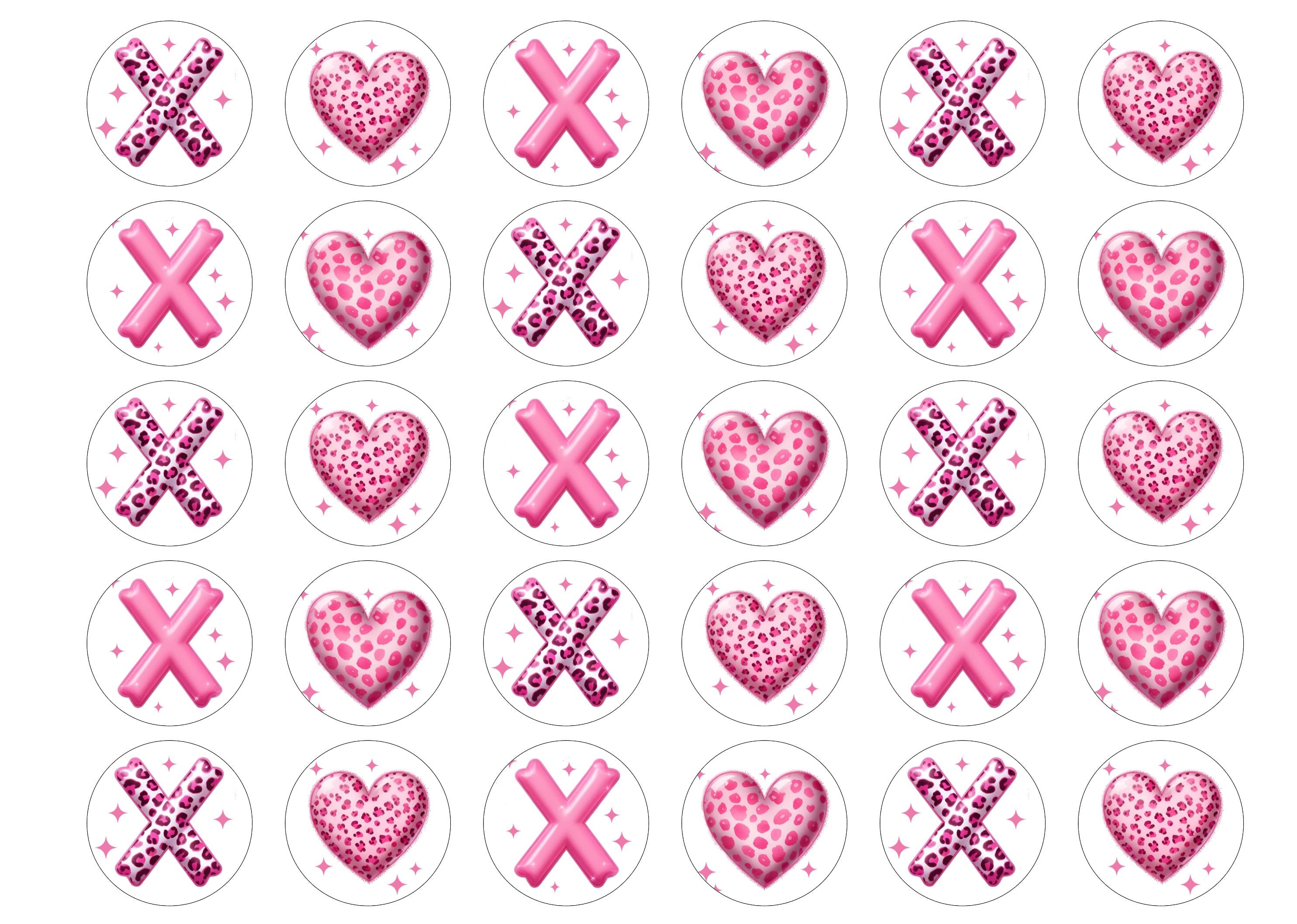 XOXO pink preppy valentines edible cake decorations
