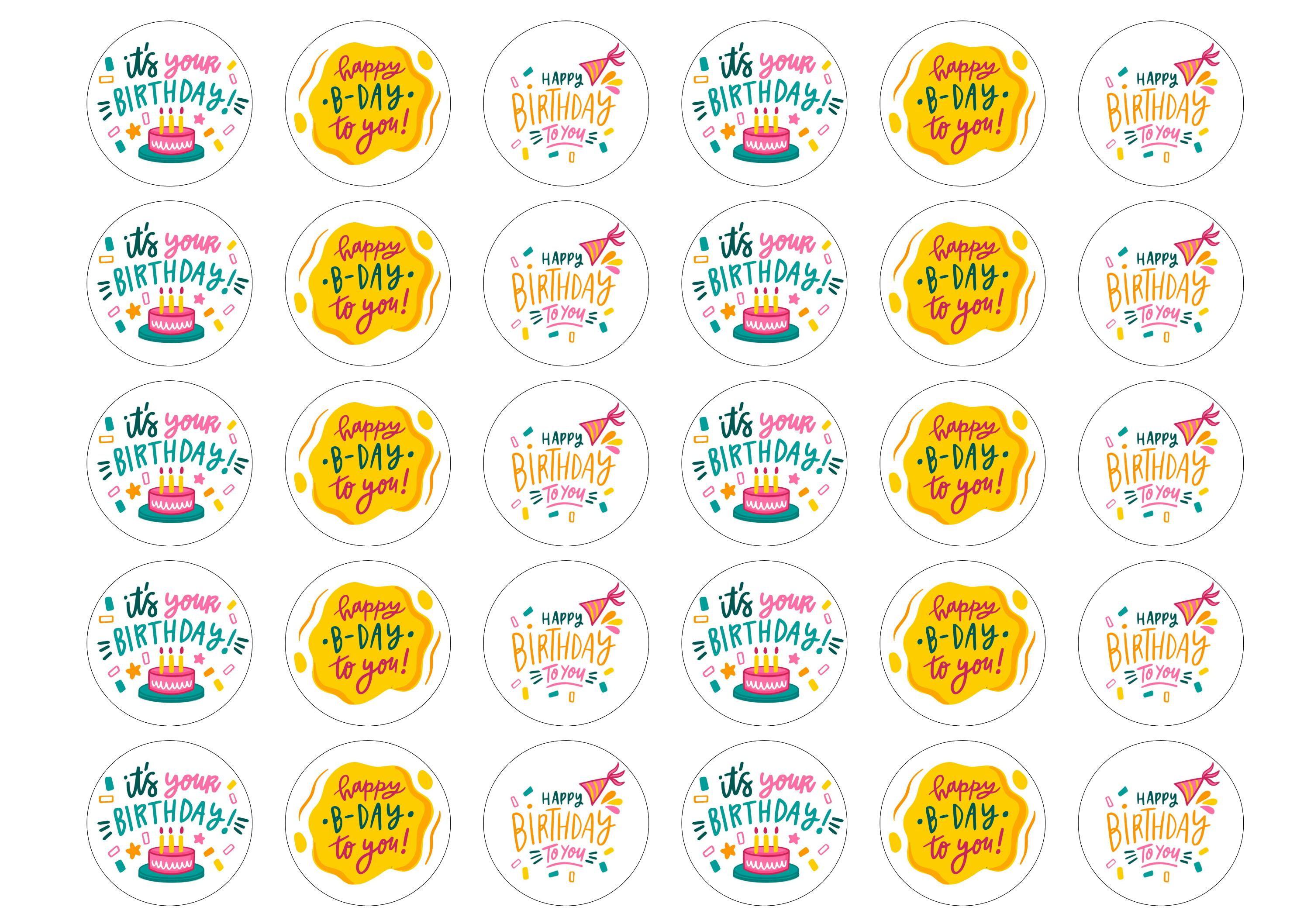Birthday Happy Edible Cake Topper Party Decoration Muffin Birthday Cupcake